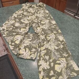 Derek Hart 1x Tropical Palm Floral Jumpsuit Romper Plus Size Vacation Summer Euc